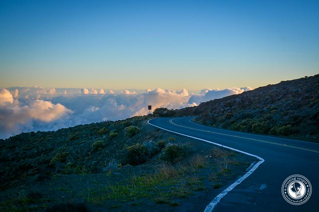 Driving down Mount Haleakala at Sunrise