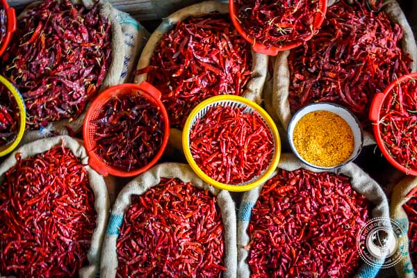 Indian Spices at Khari Bhaoli Spice Market Delhi India