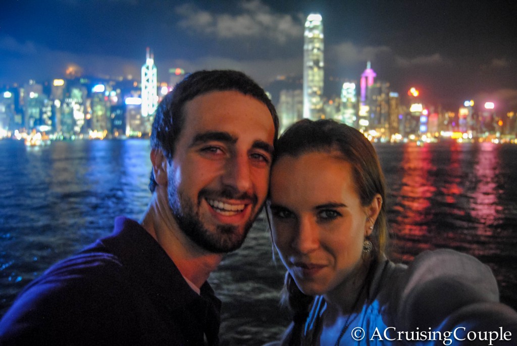 A Cruising Couple Tsim Sha Tsui Victoria Harbor Hong Kong Skyline