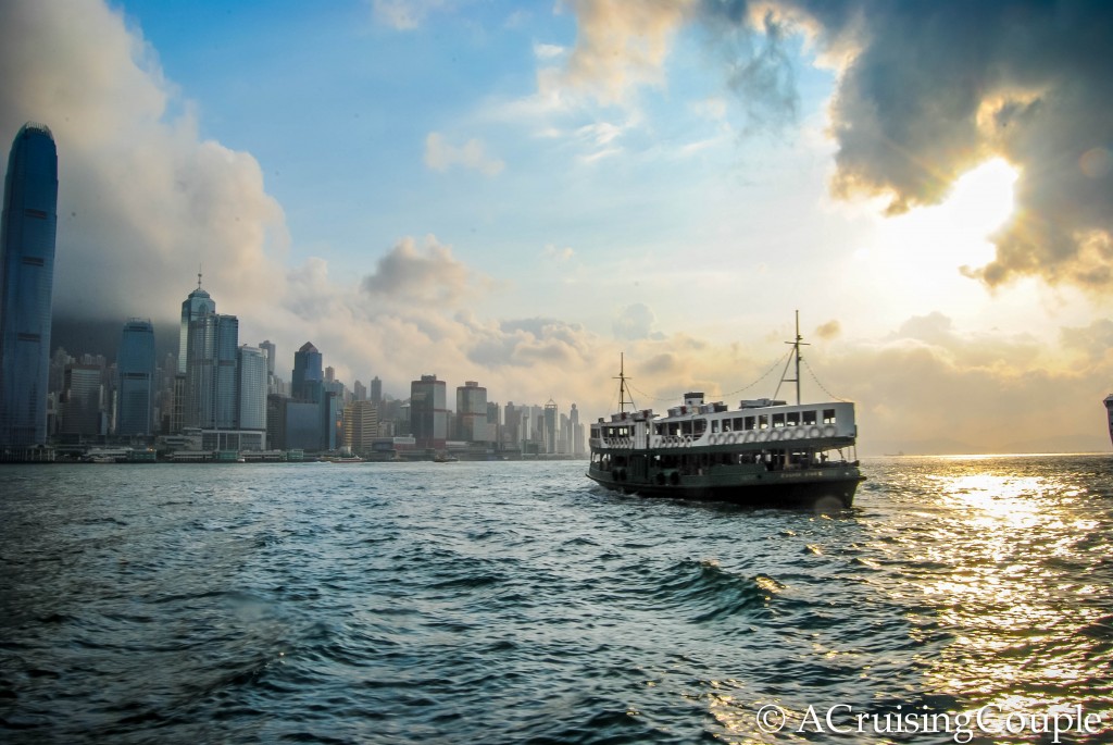 Star Ferry Sunset Victoria Harbor Hong Kong Skyline