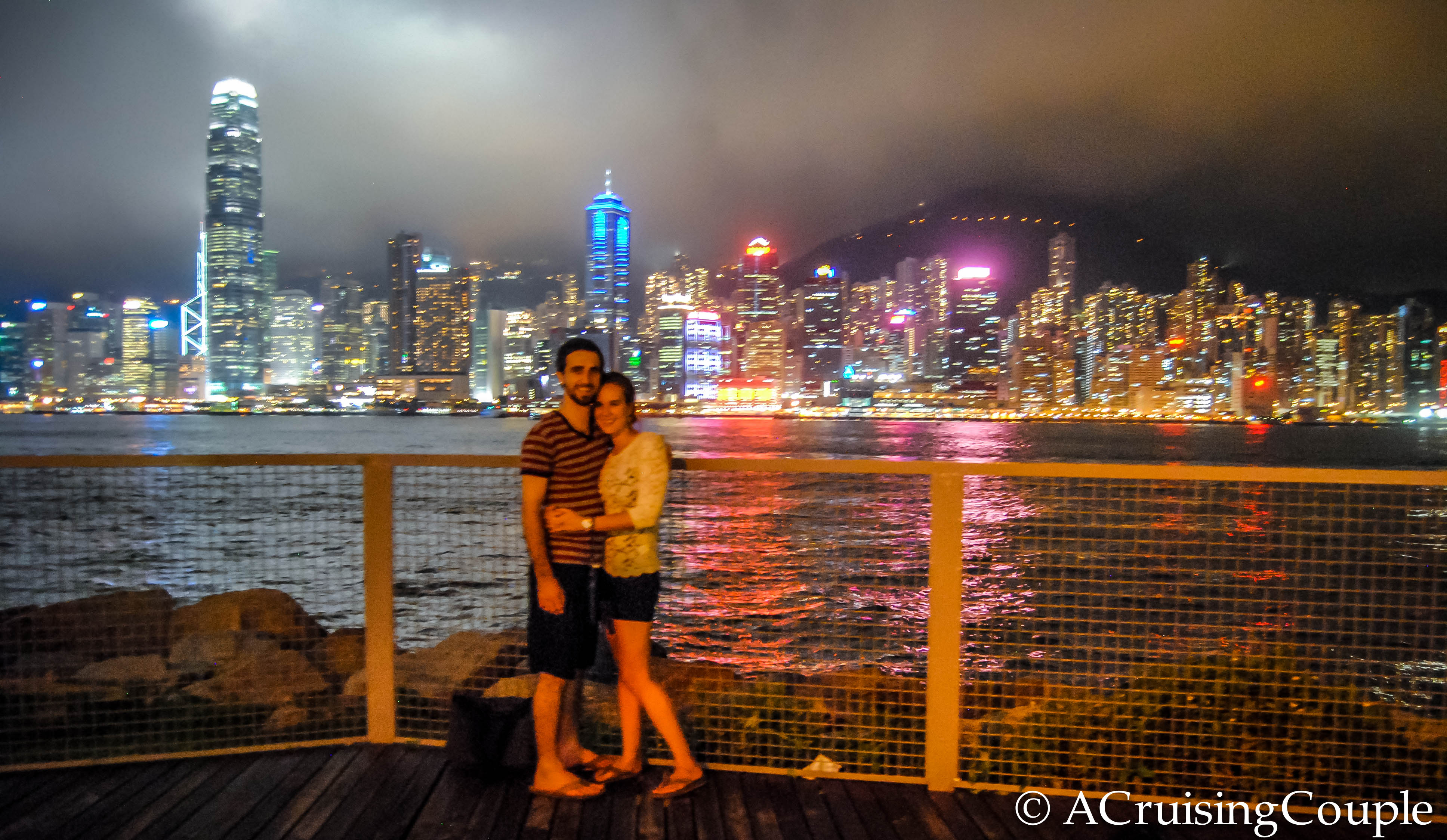 Victoria Harbor West Kowloon Pramamade Hong Kong skyline