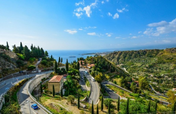 View near luxury villas in Sicily